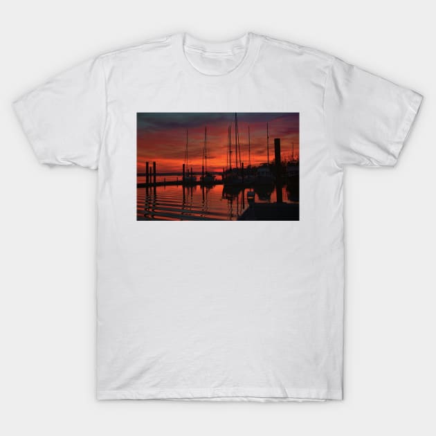 Sunset at the marina T-Shirt by tgass